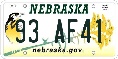 NE license plate 93AF41