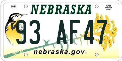 NE license plate 93AF47