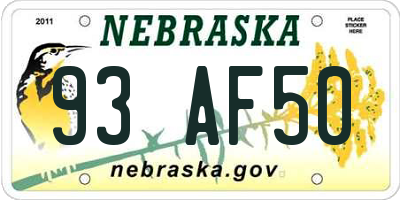 NE license plate 93AF50