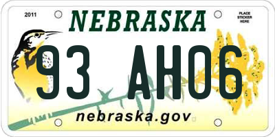 NE license plate 93AH06