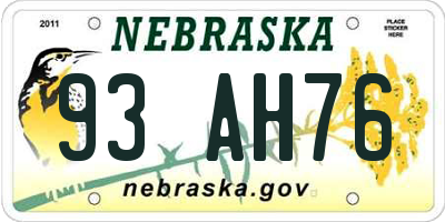 NE license plate 93AH76