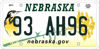 NE license plate 93AH96