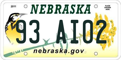 NE license plate 93AI02