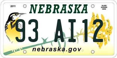 NE license plate 93AI12
