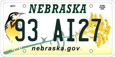 NE license plate 93AI27