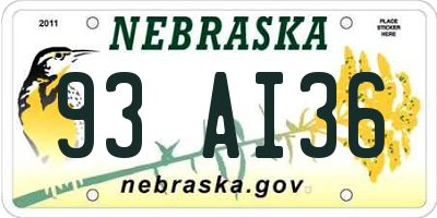 NE license plate 93AI36