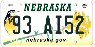 NE license plate 93AI52