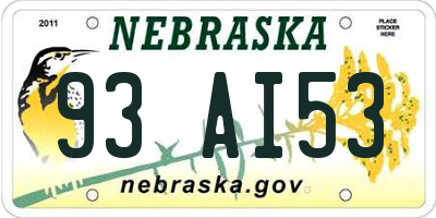 NE license plate 93AI53