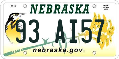 NE license plate 93AI57