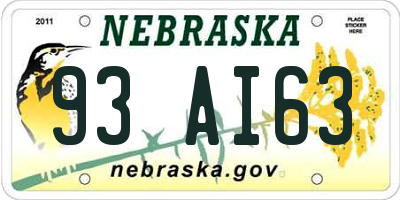 NE license plate 93AI63