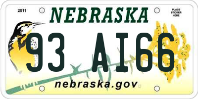 NE license plate 93AI66