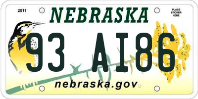 NE license plate 93AI86