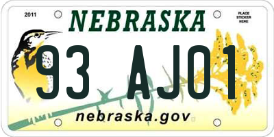 NE license plate 93AJ01