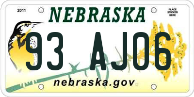 NE license plate 93AJ06