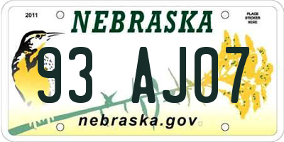 NE license plate 93AJ07