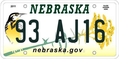 NE license plate 93AJ16