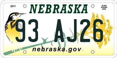 NE license plate 93AJ26