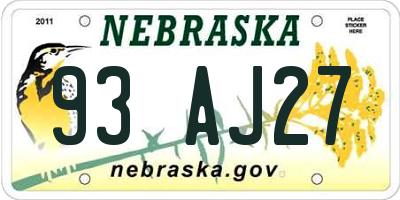 NE license plate 93AJ27