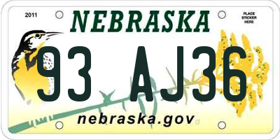 NE license plate 93AJ36