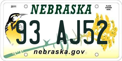NE license plate 93AJ52