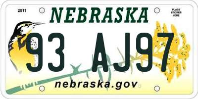NE license plate 93AJ97