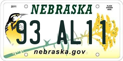 NE license plate 93AL11