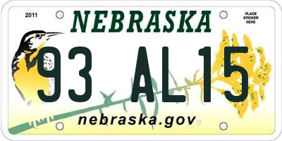 NE license plate 93AL15