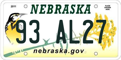 NE license plate 93AL27
