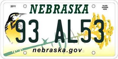 NE license plate 93AL53
