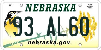 NE license plate 93AL60