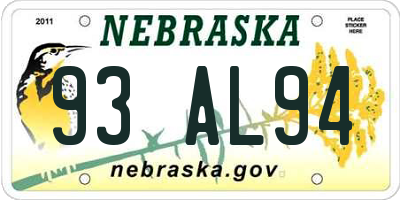 NE license plate 93AL94