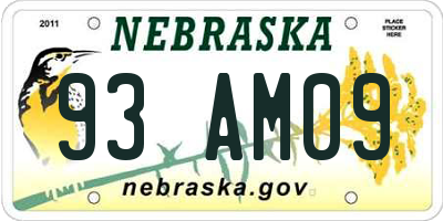 NE license plate 93AM09