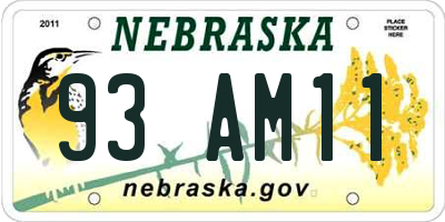 NE license plate 93AM11