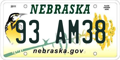 NE license plate 93AM38