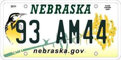 NE license plate 93AM44