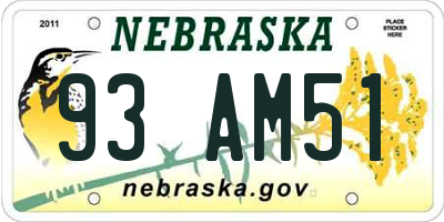 NE license plate 93AM51
