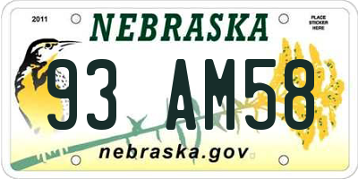 NE license plate 93AM58
