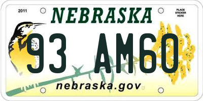 NE license plate 93AM60