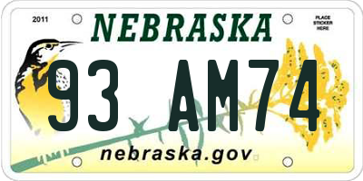 NE license plate 93AM74
