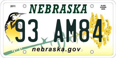 NE license plate 93AM84