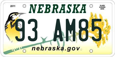 NE license plate 93AM85