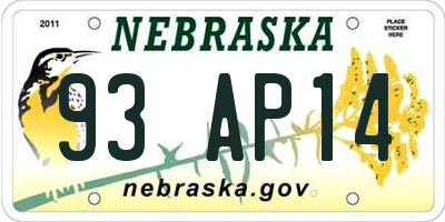 NE license plate 93AP14