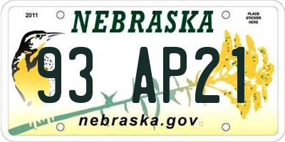NE license plate 93AP21