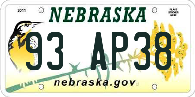 NE license plate 93AP38