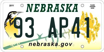 NE license plate 93AP41