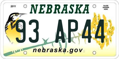NE license plate 93AP44