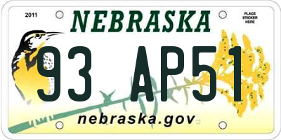 NE license plate 93AP51