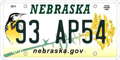 NE license plate 93AP54