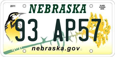 NE license plate 93AP57