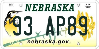 NE license plate 93AP89